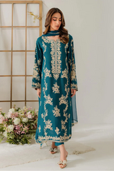 BATIK - 3PC DHANAK EMBROIDERED SHIRT WITH CHIFFON DUPATTA AND TROUSER - HZU2492